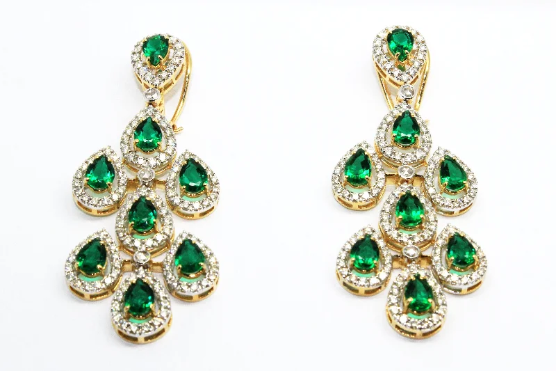 Simple Pearl Drop Earrings-FINE GREEN HYDRO AND DIAMOND TEARDROP EARRINGS AD NO.1562