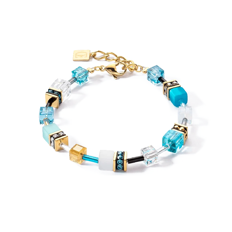 Dainty Rose Gold Link Bracelet-Coeur De Lion GeoCUBE® Iconic Gold and Turquoise Bracelet