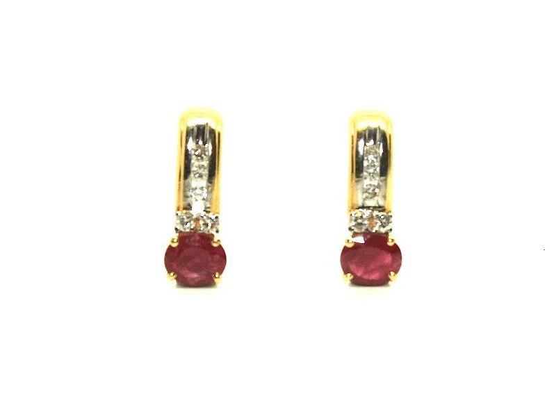 Diamond Drop Earrings-Ruby And Diamond Single Bar Earring Ad No.0704