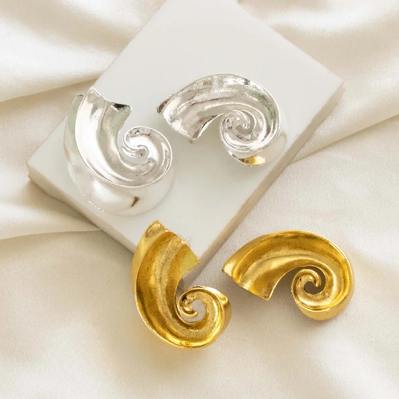 Long Dangling Earrings-Snail Swirl Chunky Earrings