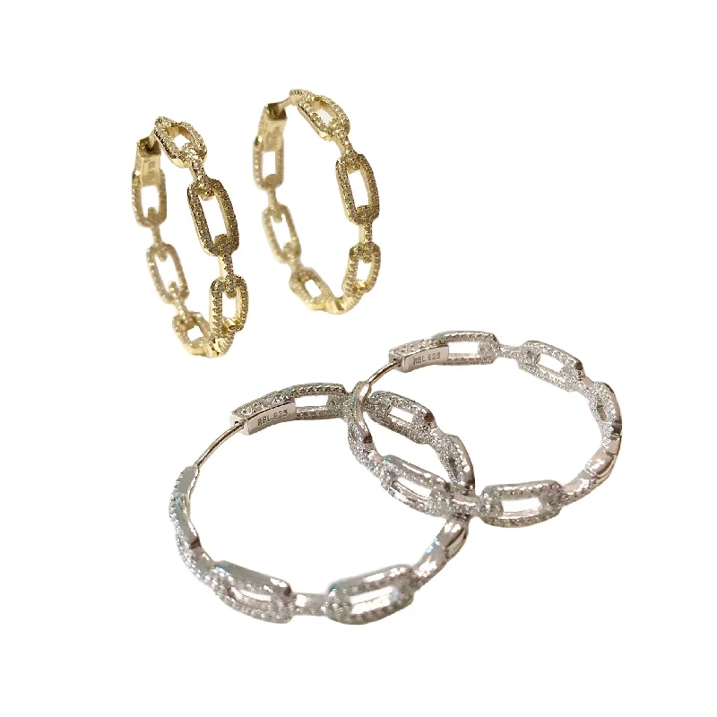 Beaded Earrings for Women-Chain Link Hoops