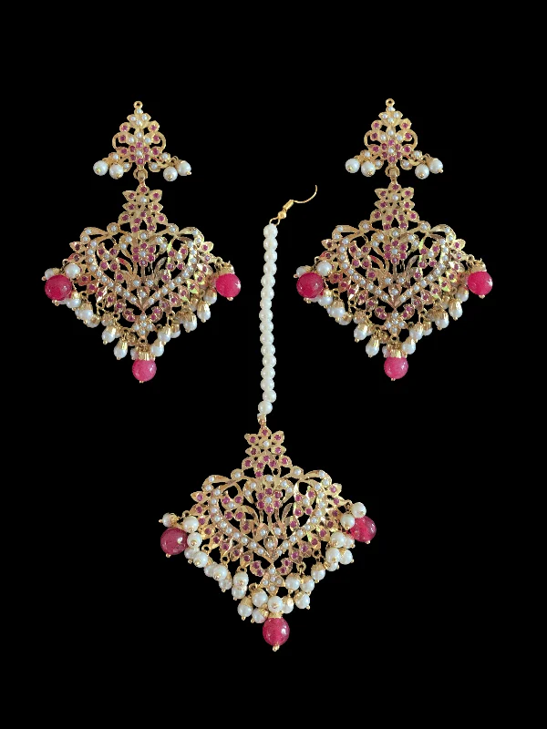 Large Bead Earrings-DJET107 Afreen Ruby earrings tika ( READY TO SHIP )