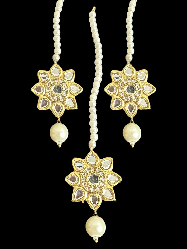 Luxury Drop Earrings-Sitara kundan earrings tika ( READY TO SHIP )