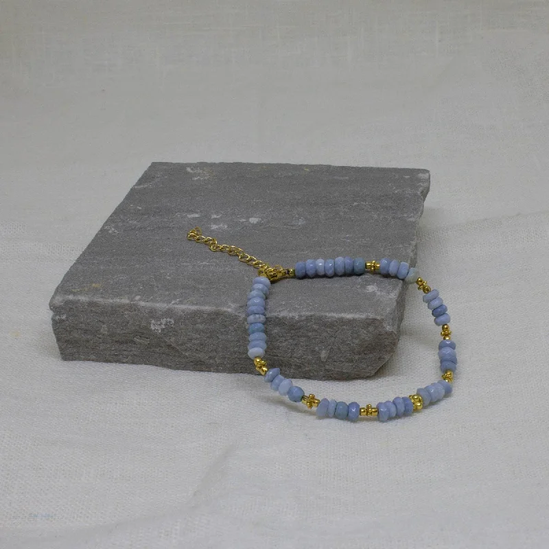 Personalized Bead Bracelet-Blue Opal 18ct Gold Vermeil Bracelet