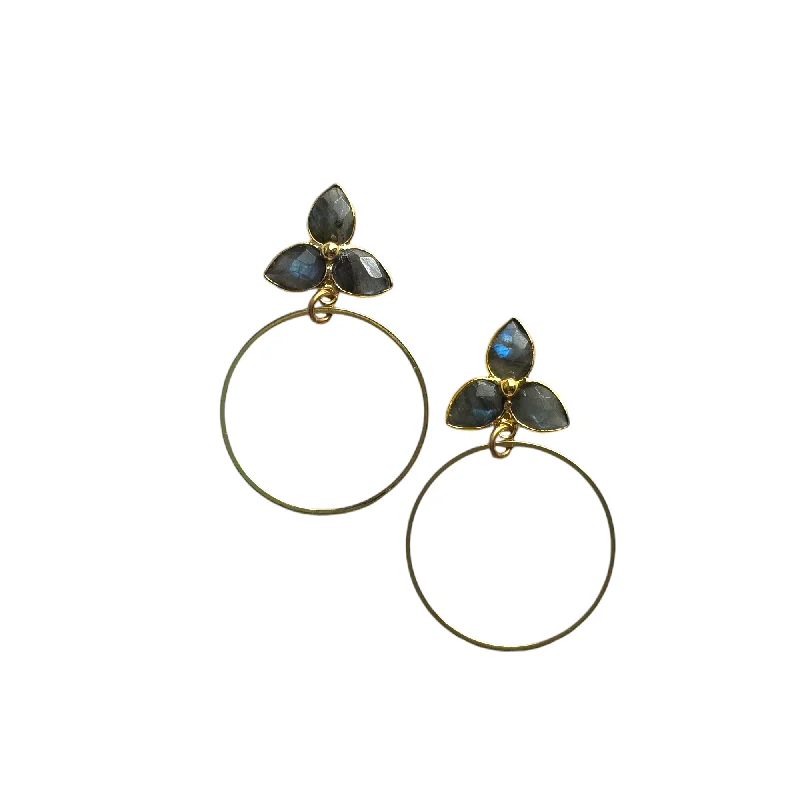 Artistic Gemstone Earrings-The Lorna Labradorite Hoop Earrings