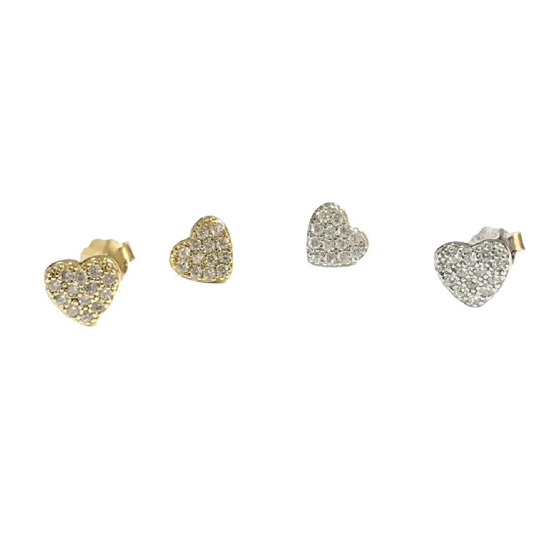 Multi-Layer Earrings-Amore Heart Sparkle Studs