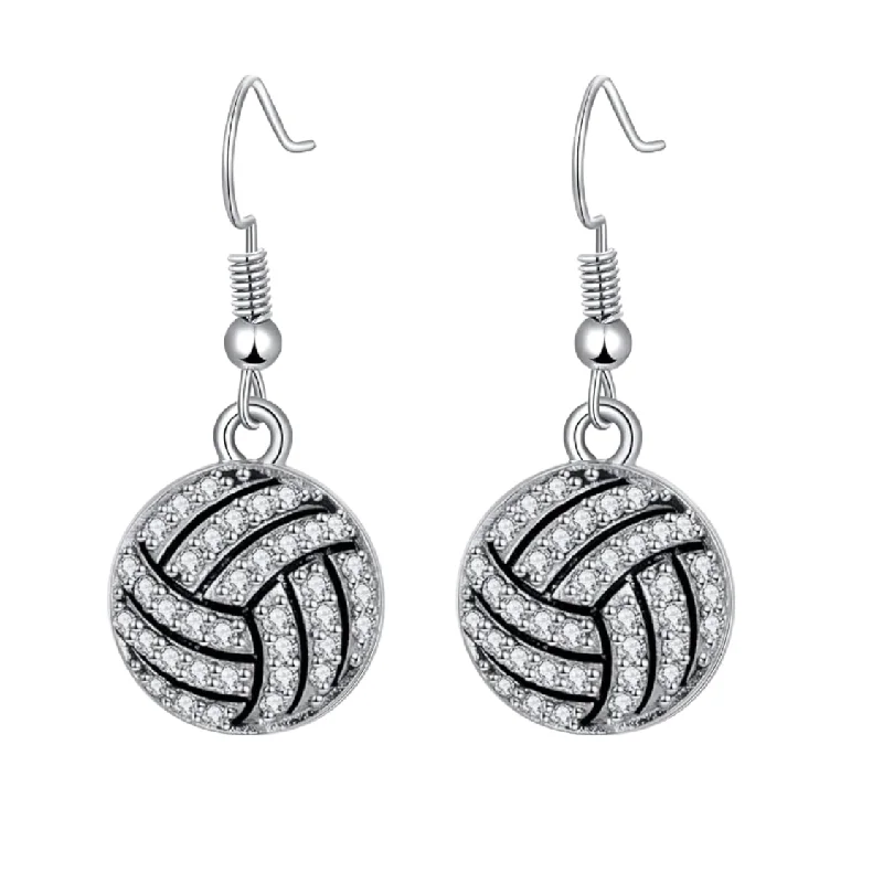 Clear Crystal Earrings-Volleyball Rhinestone Earrings