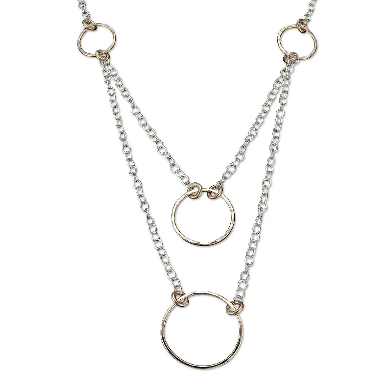 Chic Silver Necklace-3193 - Four Circles Chain