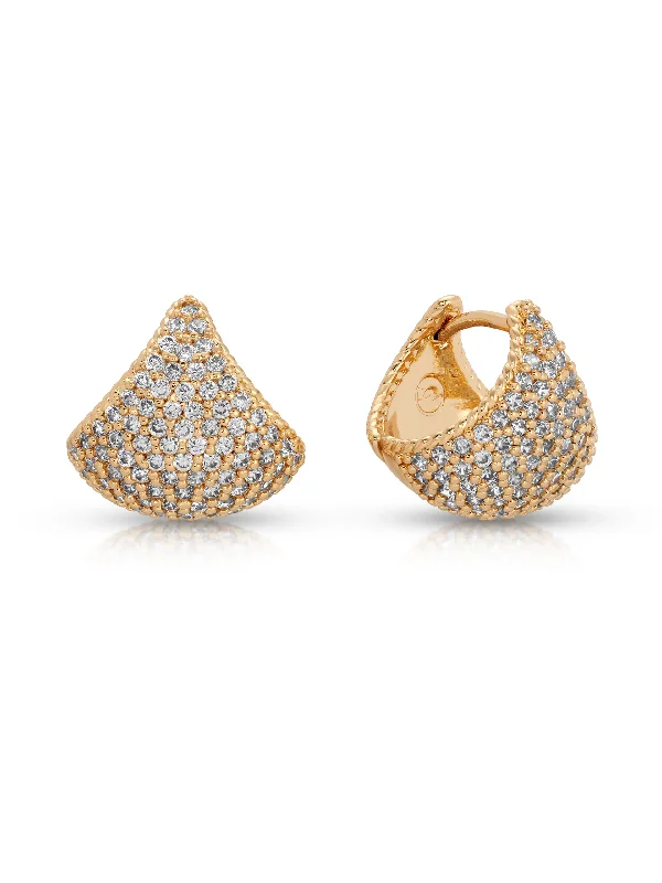 Elegant Drop Earrings-Pavé Encrusted Huggie Hoops