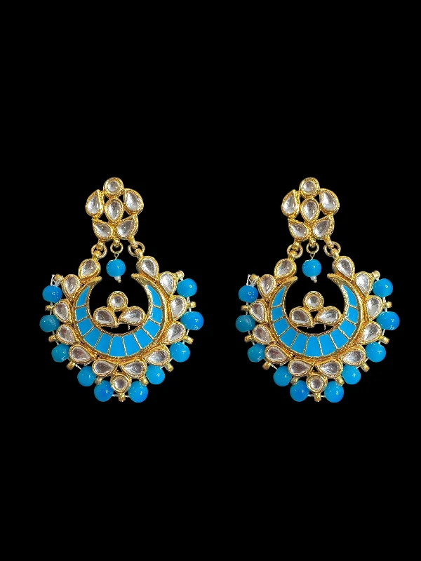 Turquoise Earrings for Women-Kundan meena earrings - turquoise  ( READY TO SHIP )