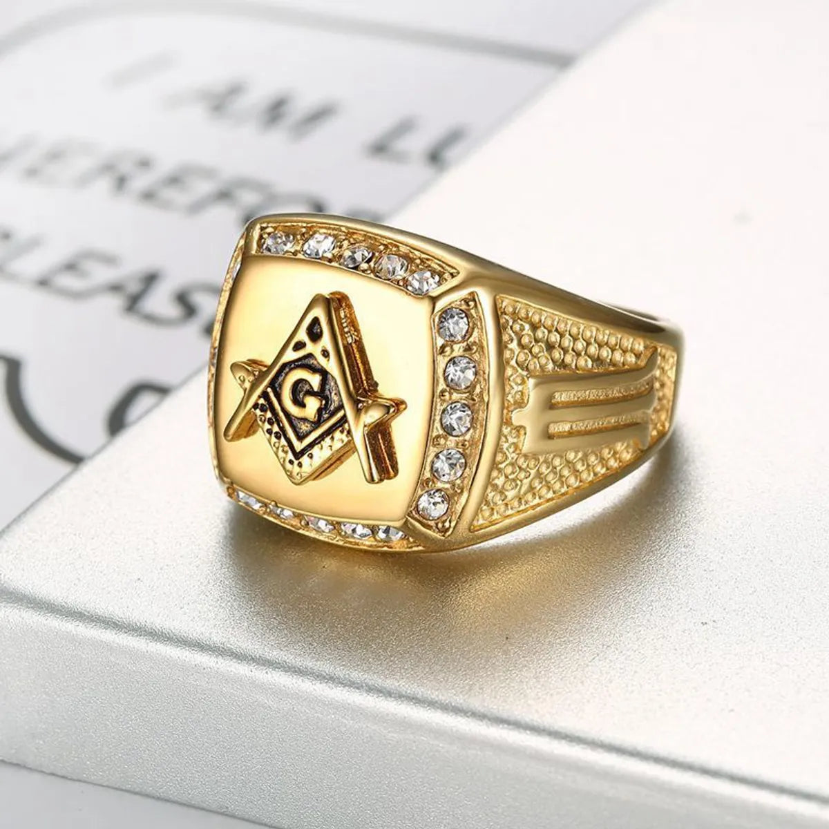 Boho Style Ring-Casual Simple Style Symbol Titanium Steel Inlay Rhinestones Gold Plated Unisex Rings