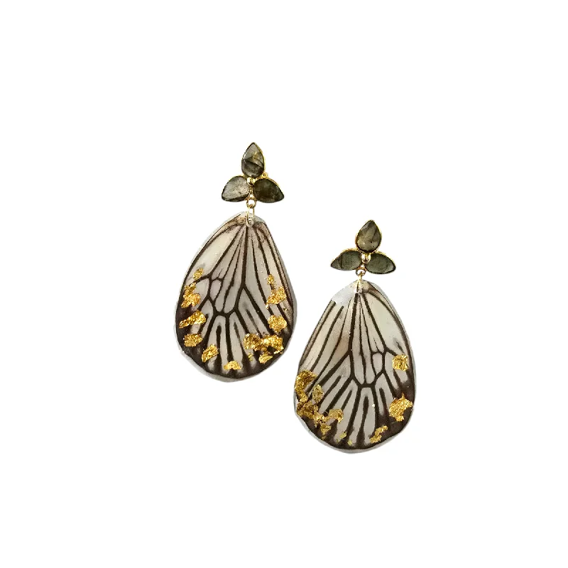 Gold Hoop Earrings-The Rice Paper Real Butterfly Earrings