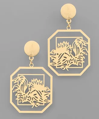 Geometric Stud Earrings-Gamecock Cutout Earrings