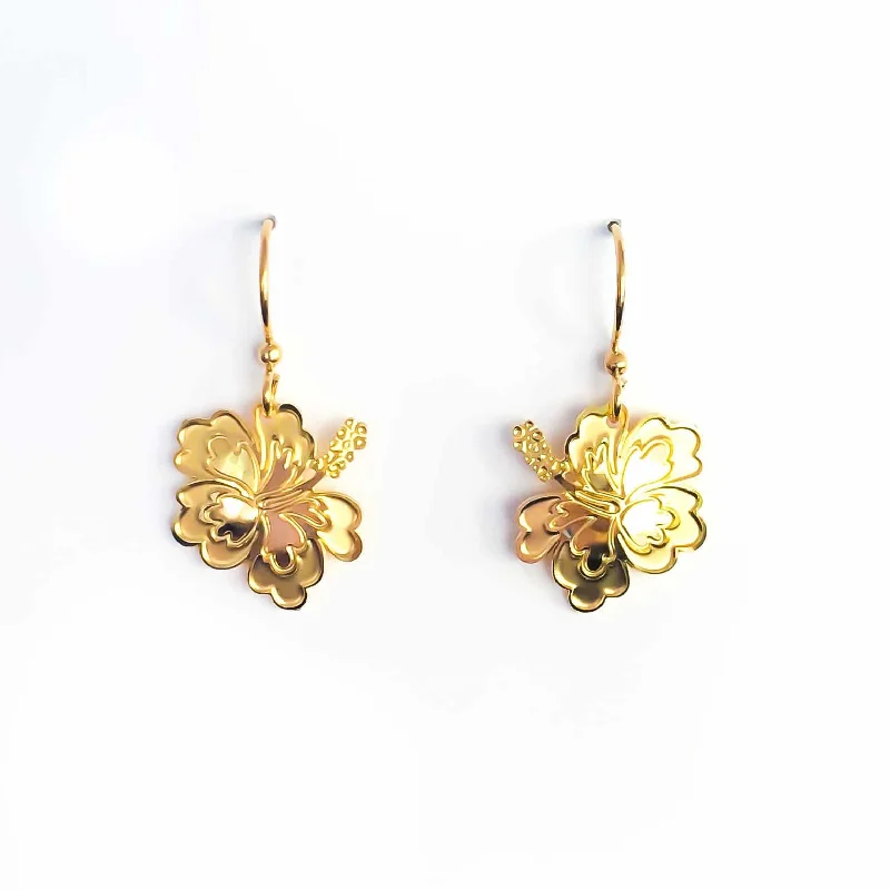 Silver Chain Earrings-Hibiscus Aloalo