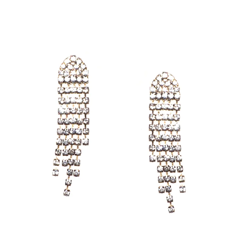 Golden Pearl Earrings-Cascading Crystal Earring by Marlyn Schiff