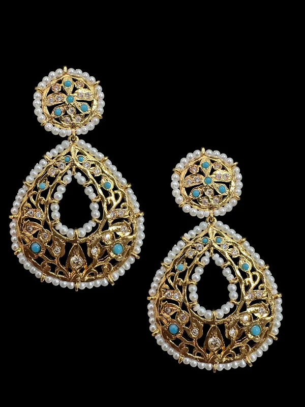 Casual Everyday Earrings-DER636 Turquoise chandbali earrings ( SHIPS IN 3 WEEKS )