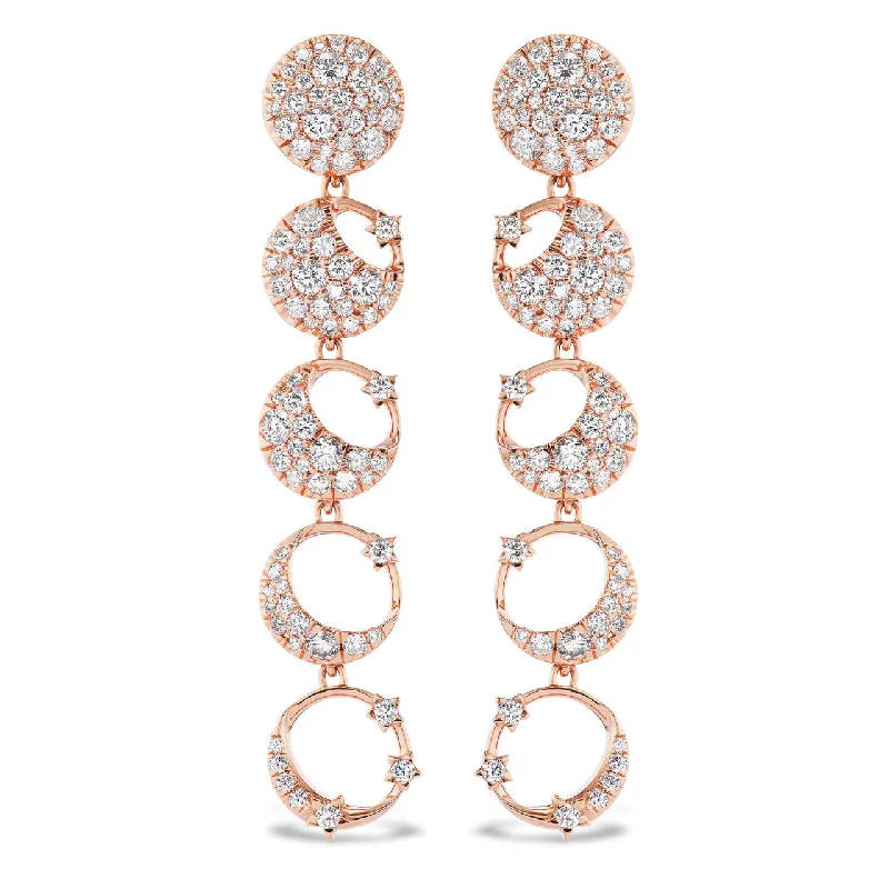 Artistic Drop Earrings-GOLD AND DIAMOND MOON PHASE EARRINGS