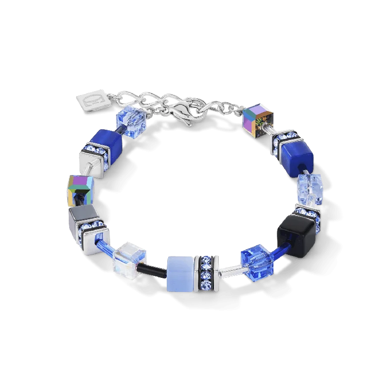 Custom Friendship Bracelet-Coeur De Lion Cobalt Blue Grey Swarovski® Crystals GeoCUBE® Bracelet