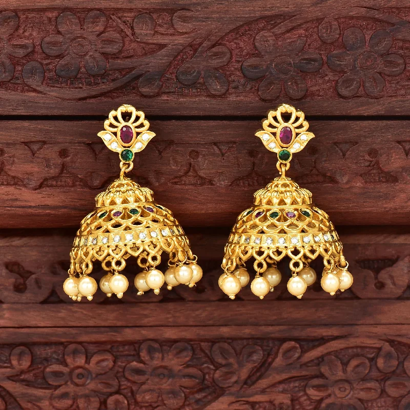 Modern Silver Earrings-Matt Jhumka Earrings