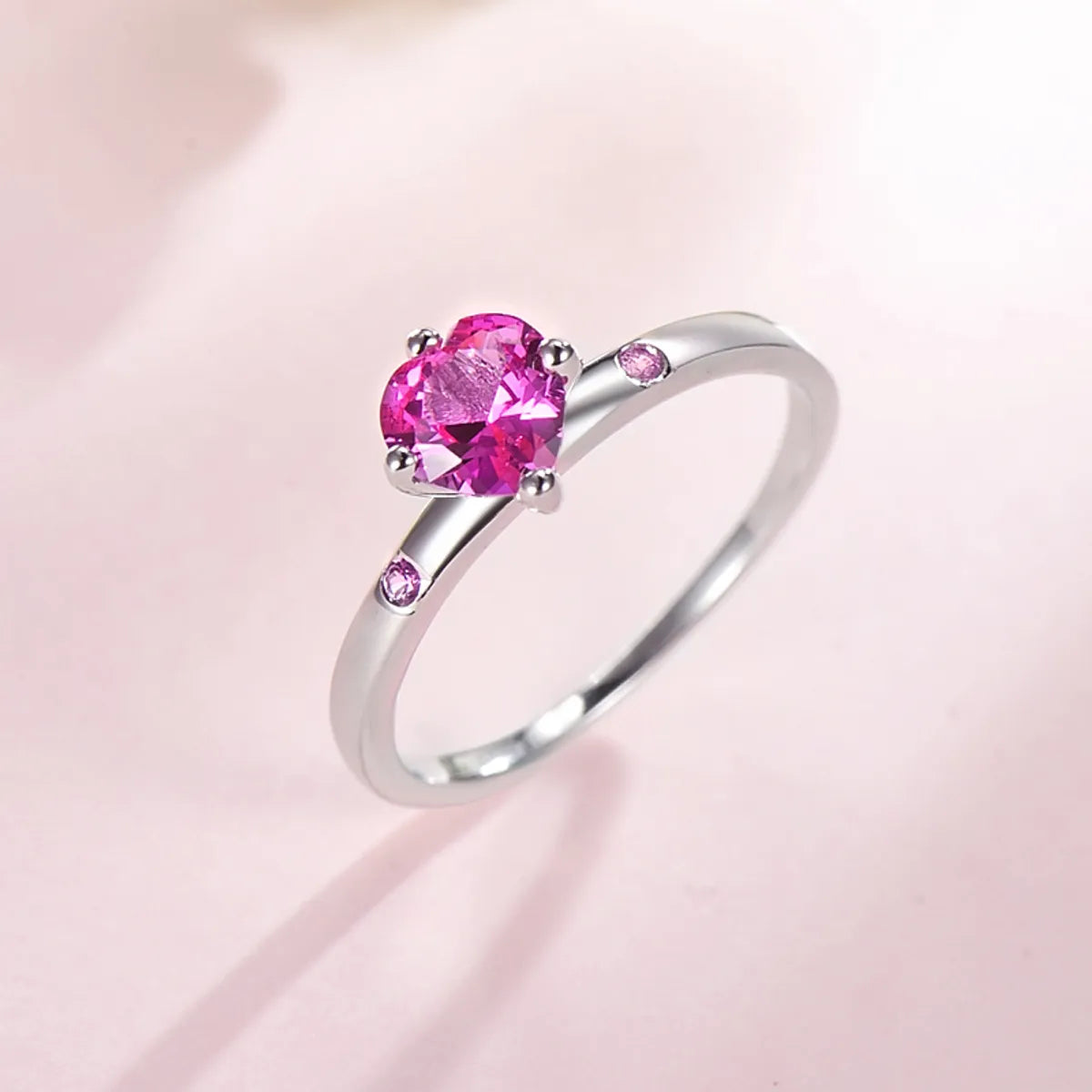 Luxury Gold Ring-Elegant Heart Shape Sterling Silver Plating Inlay Zircon Rhodium Plated Rings