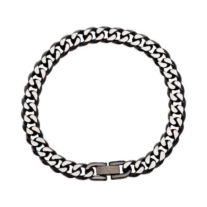 Colorful Thread Bracelet-Unique & Co Black Stainless Steel Curb Chain Bracelet