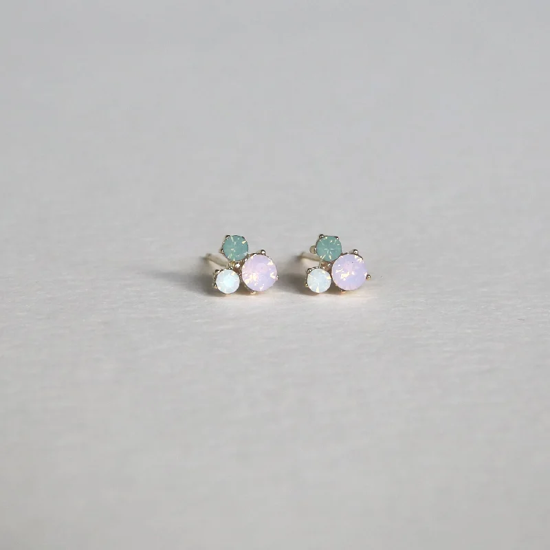 Vintage Drop Earrings-Mint Studs | Gold