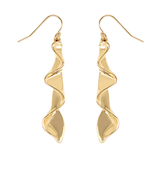 Classic Pearl Earrings-Swirl Dangle Gold Earrings