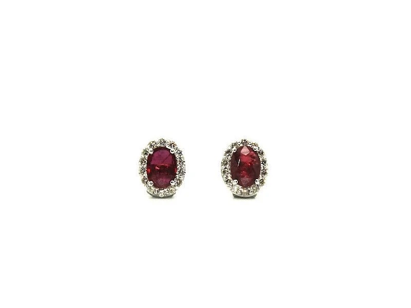 Opal Drop Earrings-Halo Ruby & Diamond Earring Ad No. 0839