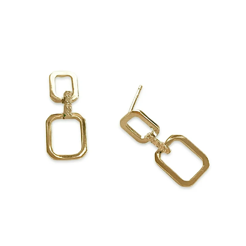 Large Hoop Drop Earrings-Geovana Rectangle Earrings