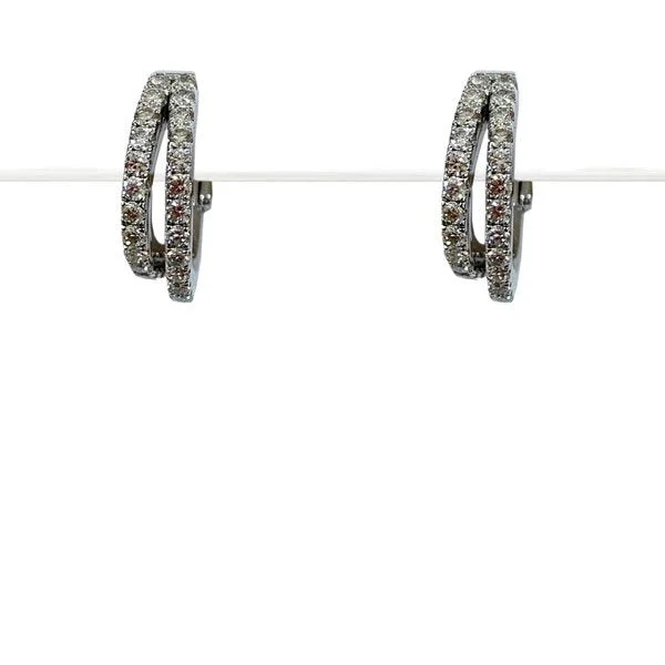 Gold Hoop Earrings-14k White Gold Diamond Earrings