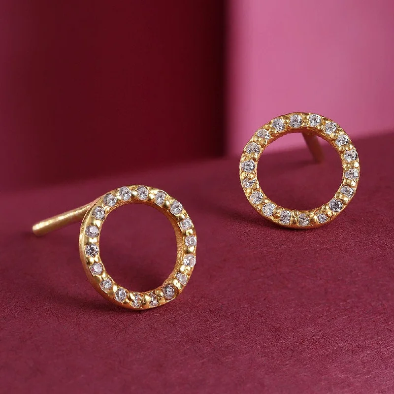 Gold Hoop Earrings for Women-92.5 Silver Zircon Ring Stud Earrings