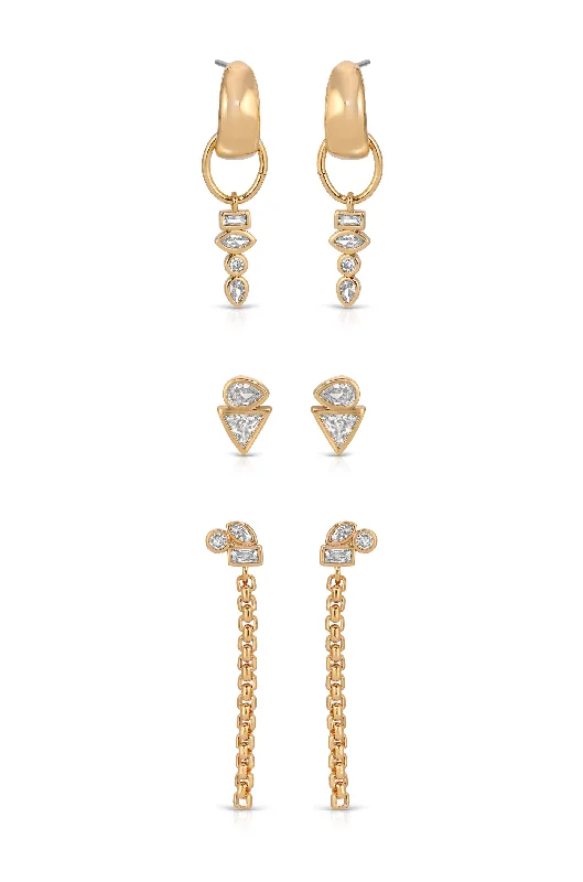 Chic Drop Earrings-Ear Party Mixed Shapes Earring Set