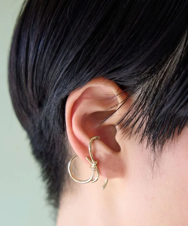 Gemstone Stud Earrings-MIZUHIKI Ear Cuff