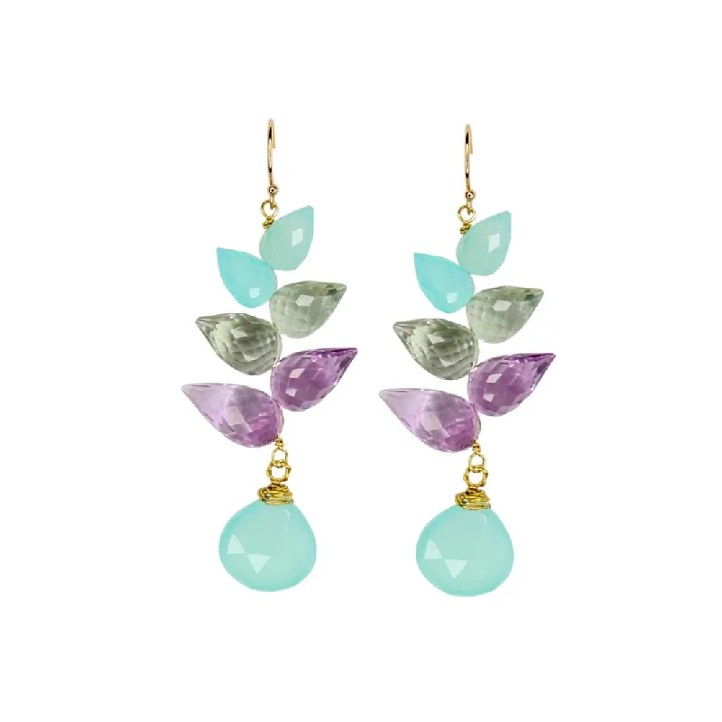 Vintage Gold Earrings-Samba Earrings in Multi Chalcedony