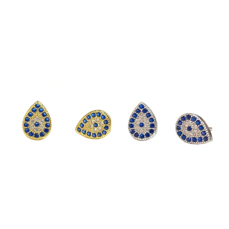 Unique Drop Earrings-Teardrop Evil Eye Studs