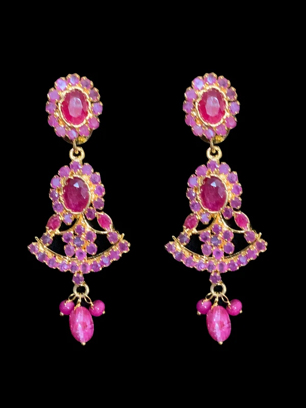 Large Gold Earrings-DER341 ruby emerald high quality earrings ( READY TO SHIP)