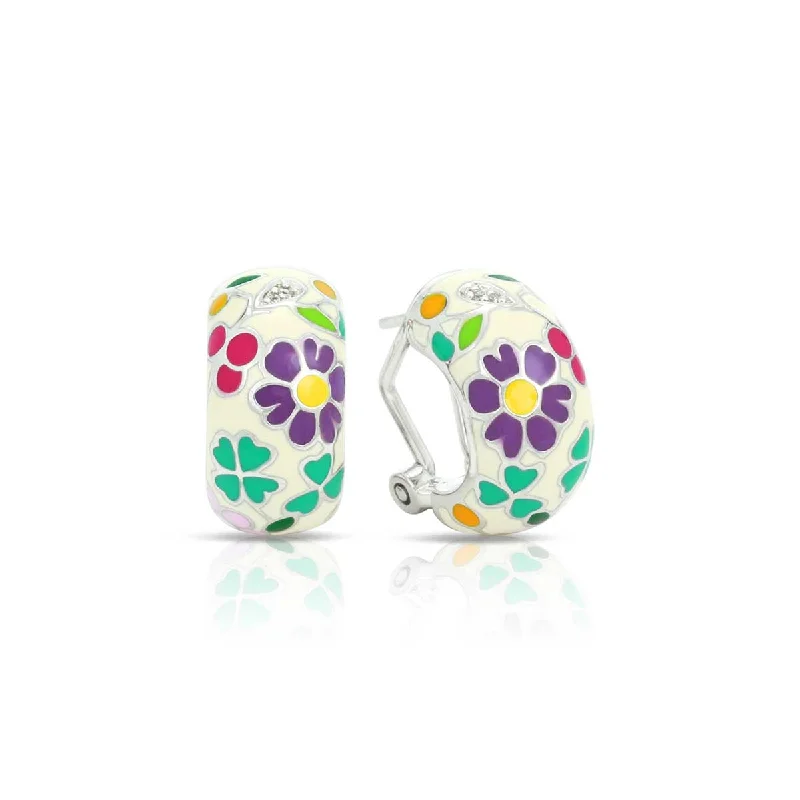 Diamond Hoop Earrings-Flower Garden Earrings