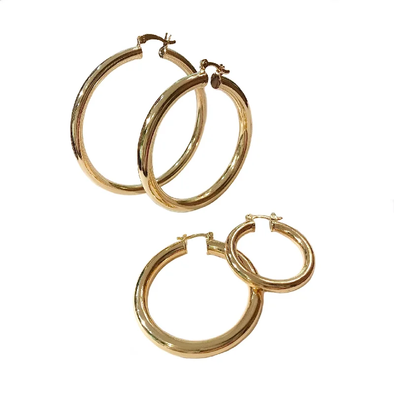 Unique Statement Earrings-Gold Filled Tube Clasp Hoops