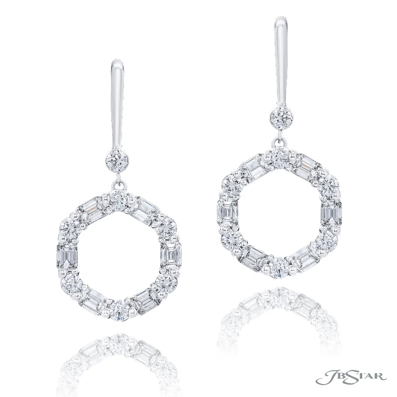 Wedding Earrings for Bride-Lady's White Platinum Drop Earrings With Various Shapes Diamonds