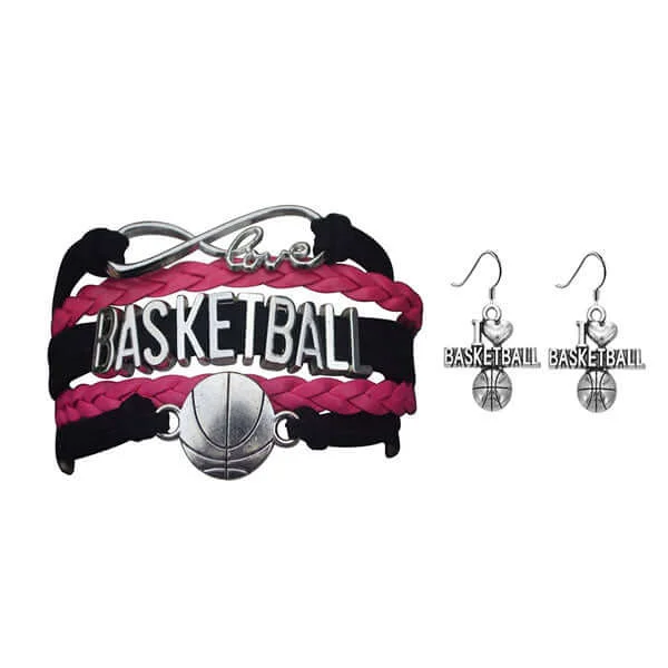 Handmade Bead Earrings-Basketball Jewelry Set ( Bracelet & Earrings)