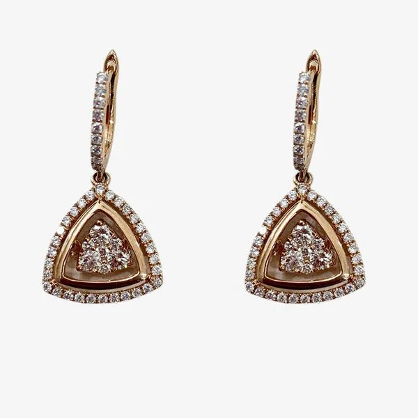 Simple Gold Earrings-14k Two Tone Dancing Diamond Earrings