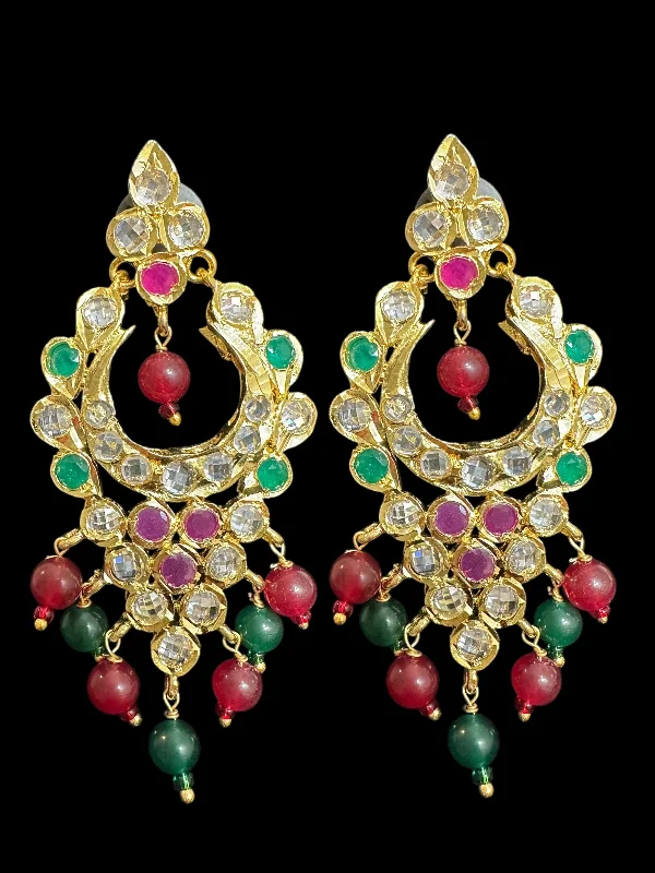 Antique Style Earrings-DER777 Mushk Ruby emerald earrings ( READY TO SHIP )