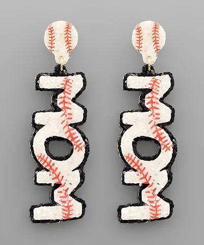 Luxury Drop Earrings-Baseball Mom Earrings