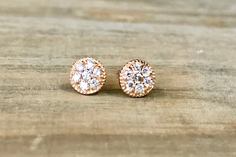 Elegant Wedding Earrings-Circle Mirco Pave Diamond Studs