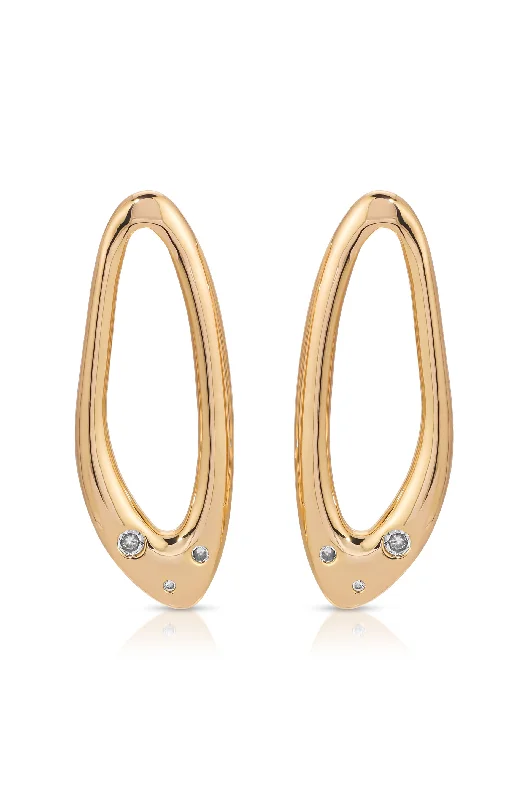 Statement Drop Earrings-Molten Crystal Dotted Oval Earrings