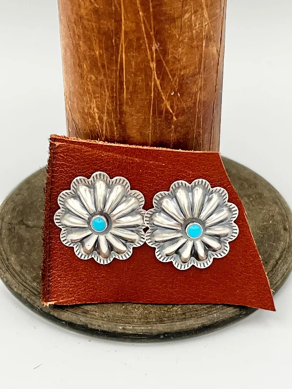 Diamond Drop Earrings-Earrings/Stud- Navajo Sterling Concho