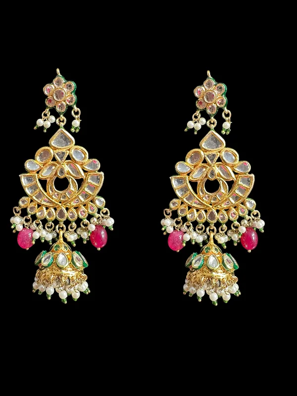 Long Dangle Earrings-Kundan jhumka earrings  ( READY TO SHIP )