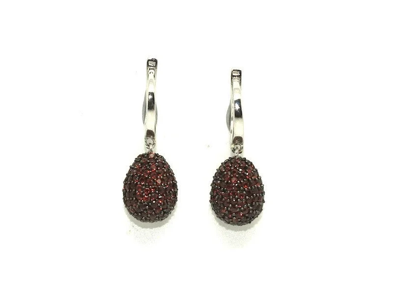 Minimalist Hoop Earrings-Garnet Studded Drop Earrings