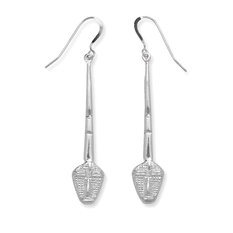 Unique Gemstone Earrings-African Mask .925 Sterling Silver Stick Earrings