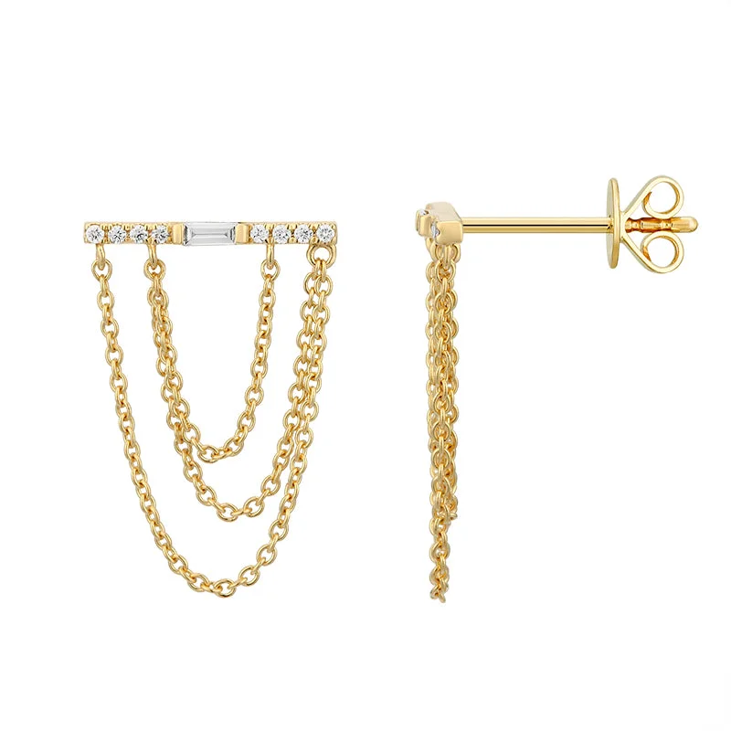 Bold Statement Earrings-Bar U Chain Earrings PAIR